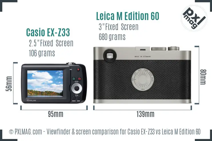 Casio EX-Z33 vs Leica M Edition 60 Screen and Viewfinder comparison