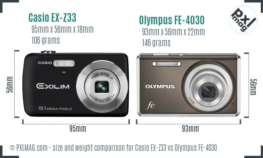 Casio EX-Z33 vs Olympus FE-4030 size comparison