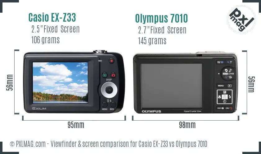 Casio EX-Z33 vs Olympus 7010 Screen and Viewfinder comparison Casio EX-Z33 vs Olympus 7010 Screen and Viewfinder comparison