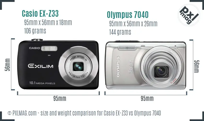 Casio EX-Z33 vs Olympus 7040 size comparison