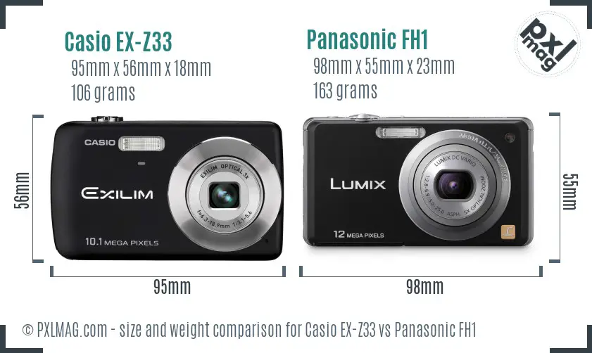 Casio EX-Z33 vs Panasonic FH1 size comparison Casio EX-Z33 vs Panasonic FH1 size comparison