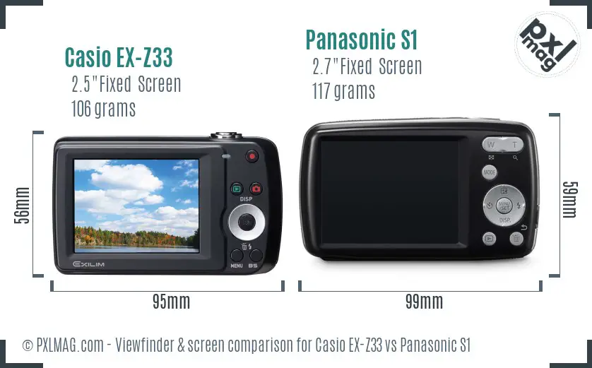 Casio EX-Z33 vs Panasonic S1 Screen and Viewfinder comparison Casio EX-Z33 vs Panasonic S1 Screen and Viewfinder comparison