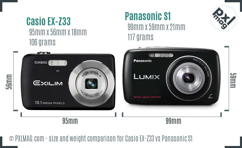 Casio EX-Z33 vs Panasonic S1 size comparison Casio EX-Z33 vs Panasonic S1 size comparison
