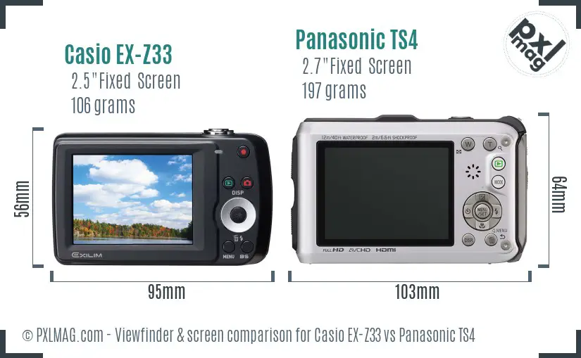 Casio EX-Z33 vs Panasonic TS4 Screen and Viewfinder comparison Casio EX-Z33 vs Panasonic TS4 Screen and Viewfinder comparison