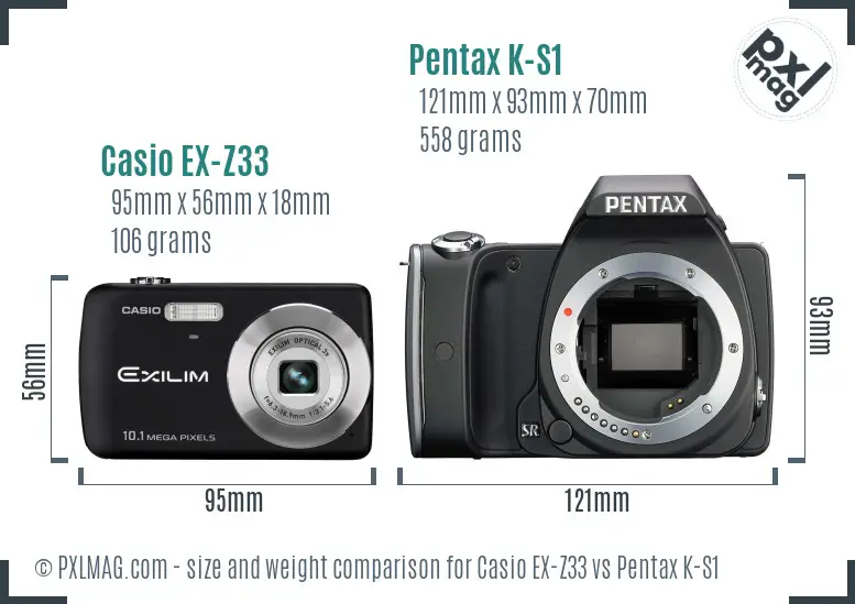 Casio EX-Z33 vs Pentax K-S1 size comparison