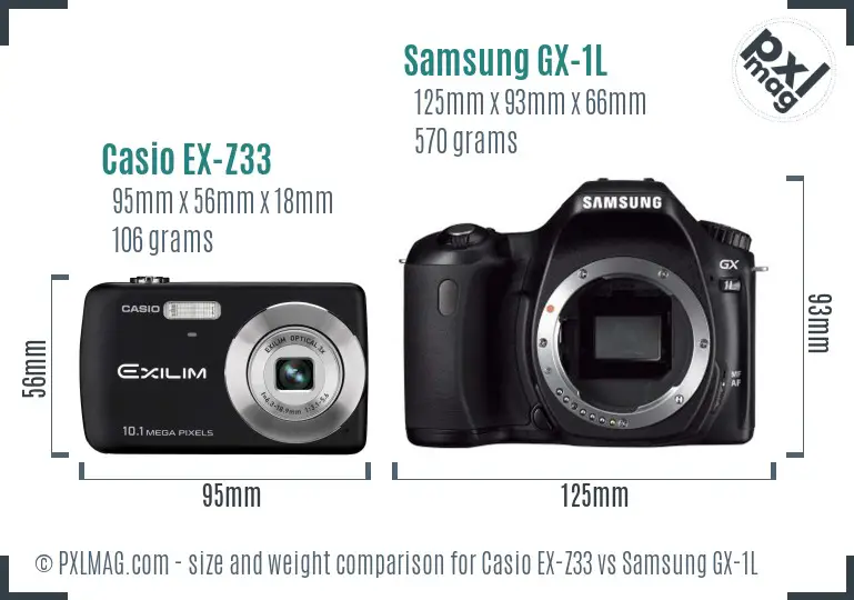 Casio EX-Z33 vs Samsung GX-1L size comparison