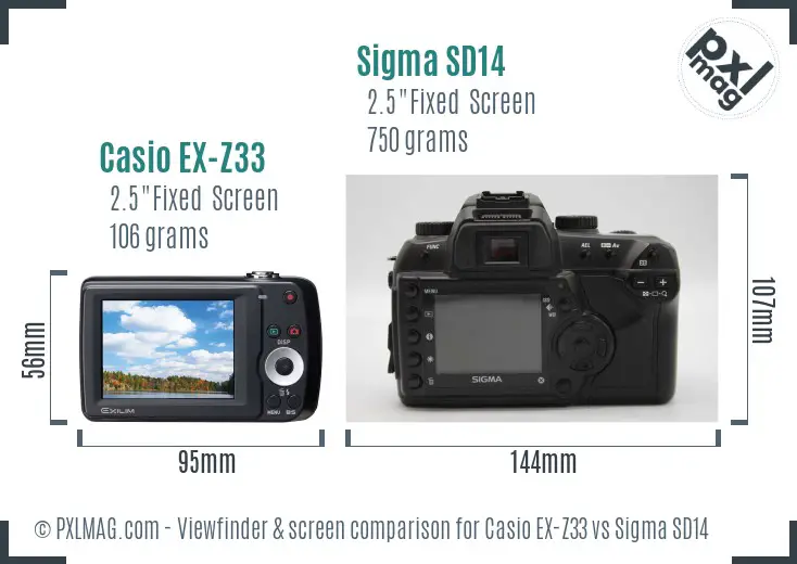 Casio EX-Z33 vs Sigma SD14 Screen and Viewfinder comparison
