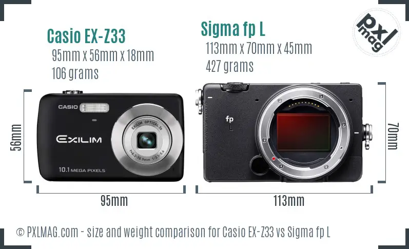 Casio EX-Z33 vs Sigma fp L size comparison Casio EX-Z33 vs Sigma fp L size comparison