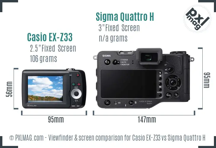 Casio EX-Z33 vs Sigma Quattro H Screen and Viewfinder comparison