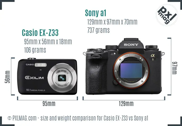 Casio EX-Z33 vs Sony a1 size comparison Casio EX-Z33 vs Sony a1 size comparison