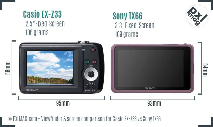 Casio EX-Z33 vs Sony TX66 Screen and Viewfinder comparison Casio EX-Z33 vs Sony TX66 Screen and Viewfinder comparison