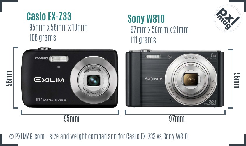 Casio EX-Z33 vs Sony W810 size comparison Casio EX-Z33 vs Sony W810 size comparison
