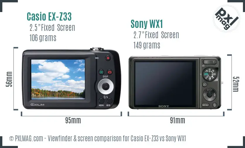 Casio EX-Z33 vs Sony WX1 Screen and Viewfinder comparison Casio EX-Z33 vs Sony WX1 Screen and Viewfinder comparison
