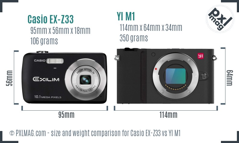 Casio EX-Z33 vs YI M1 size comparison Casio EX-Z33 vs YI M1 size comparison