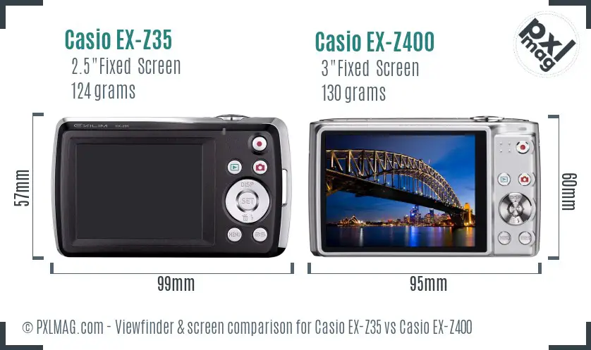 Casio EX-Z35 vs Casio EX-Z400 Screen and Viewfinder comparison