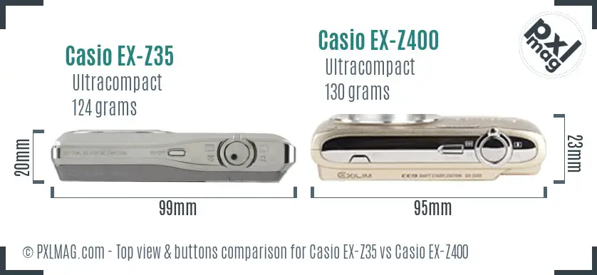 Casio EX-Z35 vs Casio EX-Z400 top view buttons comparison