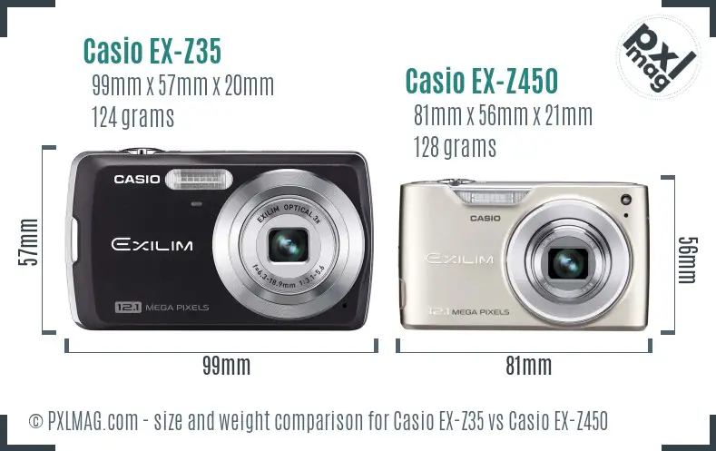 Casio EX-Z35 vs Casio EX-Z450 size comparison