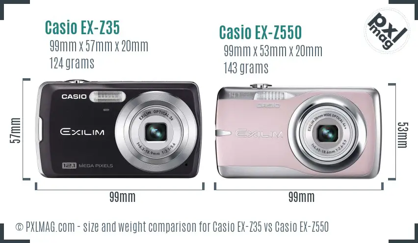 Casio EX-Z35 vs Casio EX-Z550 size comparison