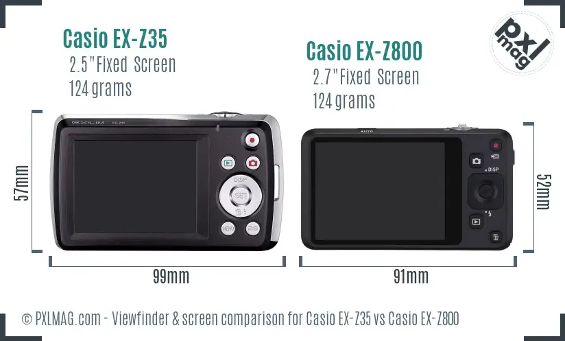 Casio EX-Z35 vs Casio EX-Z800 Screen and Viewfinder comparison