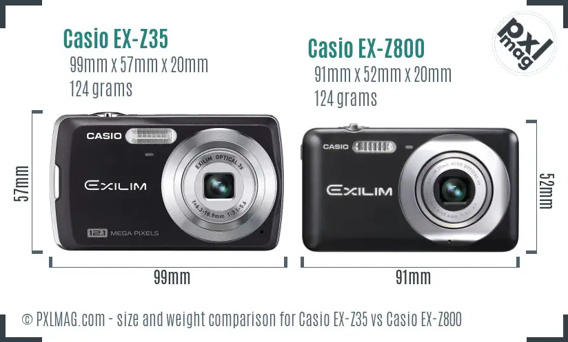 Casio EX-Z35 vs Casio EX-Z800 size comparison