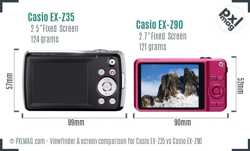 Casio EX-Z35 vs Casio EX-Z90 Screen and Viewfinder comparison