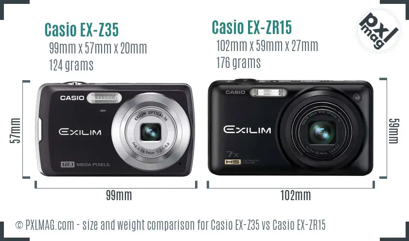 Casio EX-Z35 vs Casio EX-ZR15 size comparison