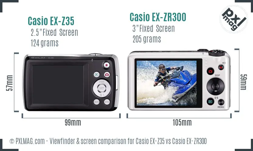 Casio EX-Z35 vs Casio EX-ZR300 Screen and Viewfinder comparison