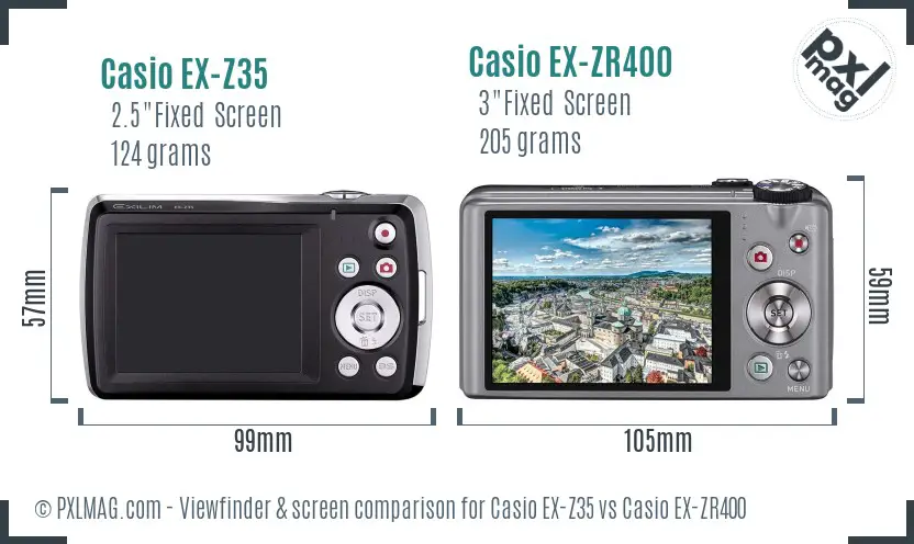 Casio EX-Z35 vs Casio EX-ZR400 Screen and Viewfinder comparison