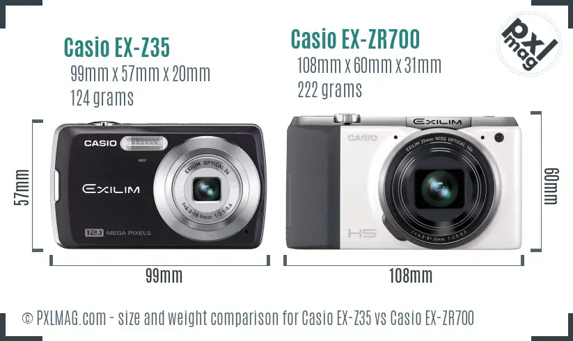 Casio EX-Z35 vs Casio EX-ZR700 size comparison
