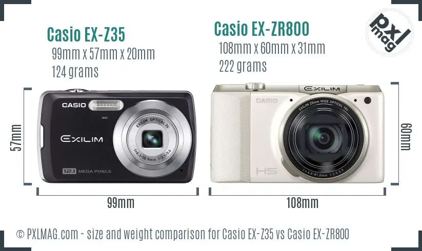 Casio EX-Z35 vs Casio EX-ZR800 size comparison