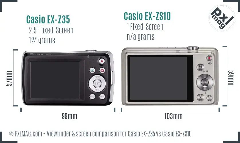 Casio EX-Z35 vs Casio EX-ZS10 Screen and Viewfinder comparison