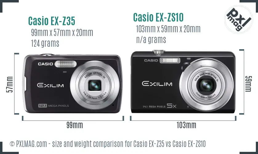 Casio EX-Z35 vs Casio EX-ZS10 size comparison