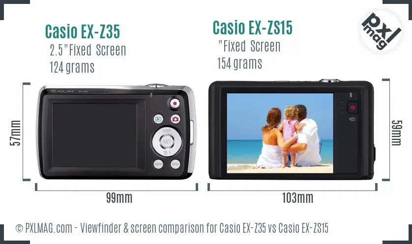 Casio EX-Z35 vs Casio EX-ZS15 Screen and Viewfinder comparison
