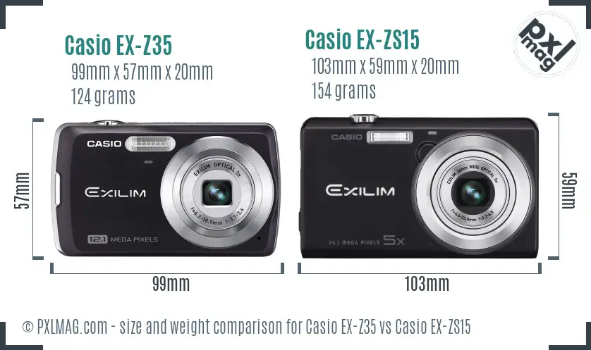 Casio EX-Z35 vs Casio EX-ZS15 size comparison