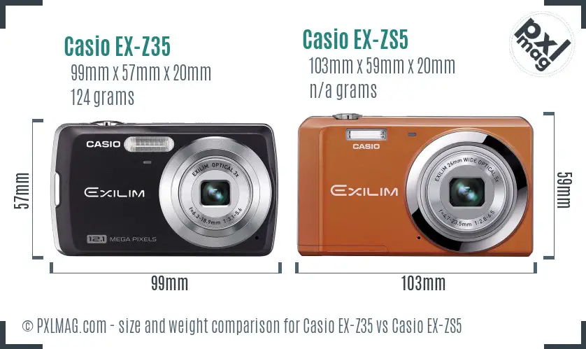 Casio EX-Z35 vs Casio EX-ZS5 size comparison
