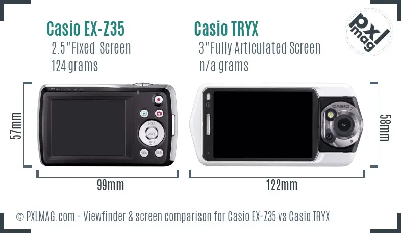 Casio EX-Z35 vs Casio TRYX Screen and Viewfinder comparison