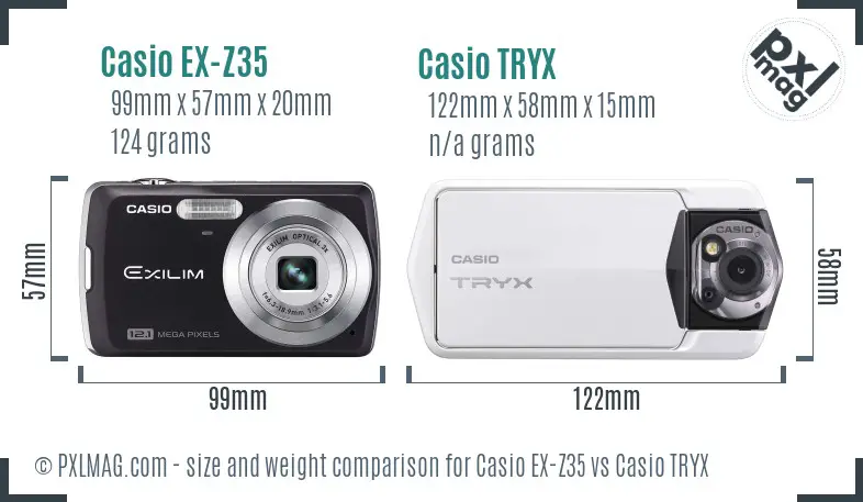 Casio EX-Z35 vs Casio TRYX size comparison