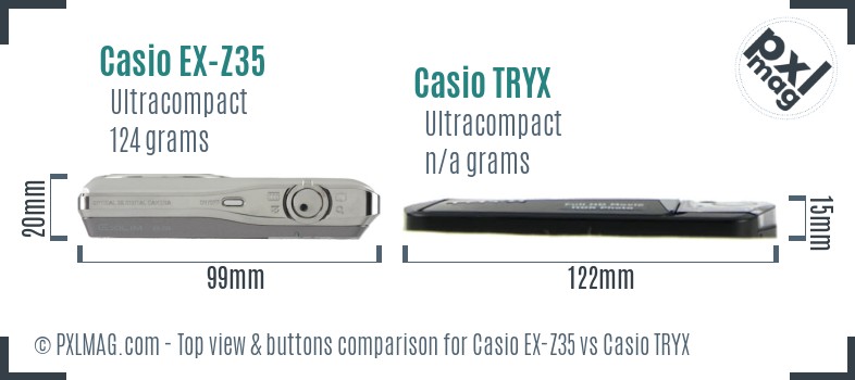 Casio EX-Z35 vs Casio TRYX top view buttons comparison