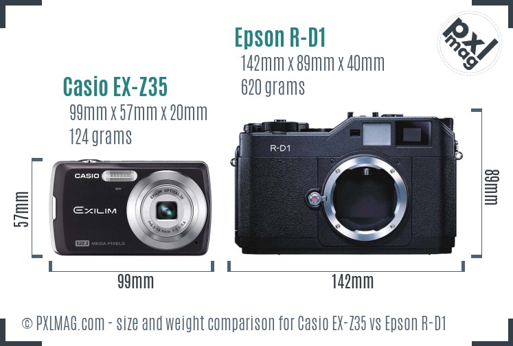 Casio EX-Z35 vs Epson R-D1 size comparison Casio EX-Z35 vs Epson R-D1 size comparison