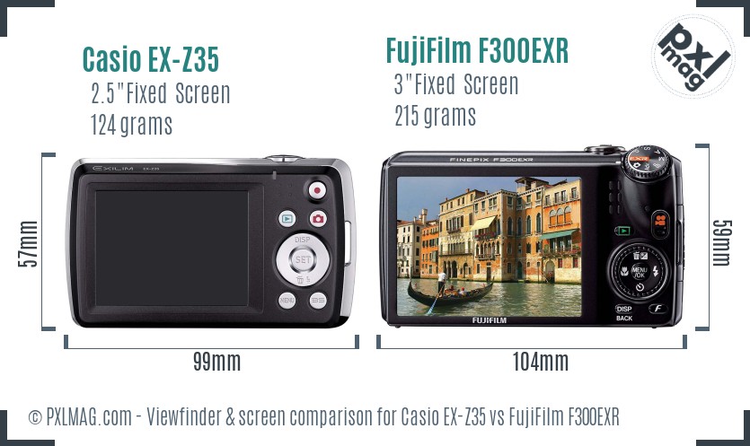 Casio EX-Z35 vs FujiFilm F300EXR Screen and Viewfinder comparison