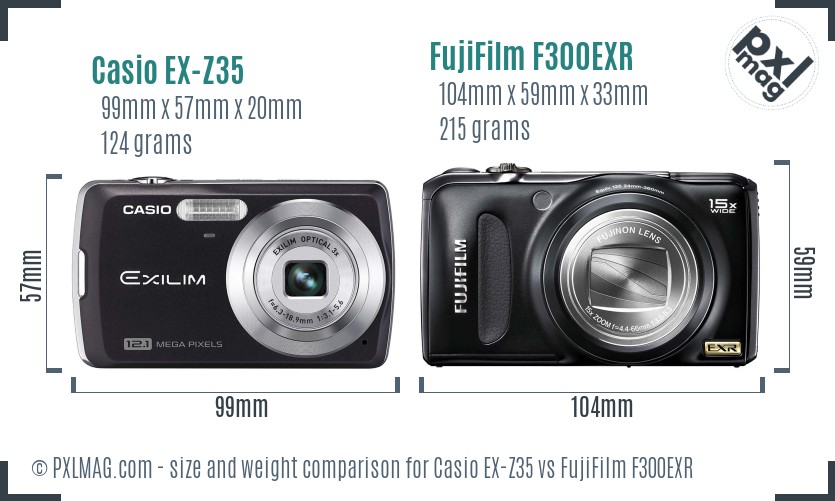 Casio EX-Z35 vs FujiFilm F300EXR size comparison