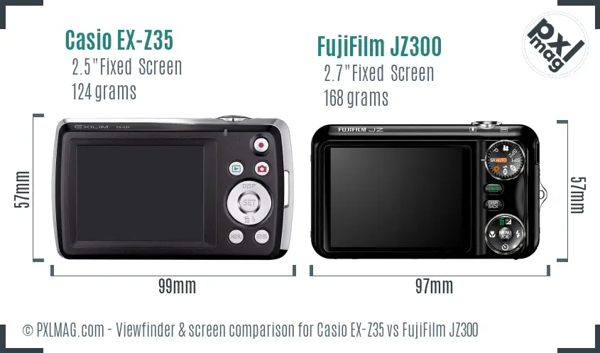 Casio EX-Z35 vs FujiFilm JZ300 Screen and Viewfinder comparison