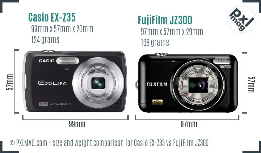 Casio EX-Z35 vs FujiFilm JZ300 size comparison
