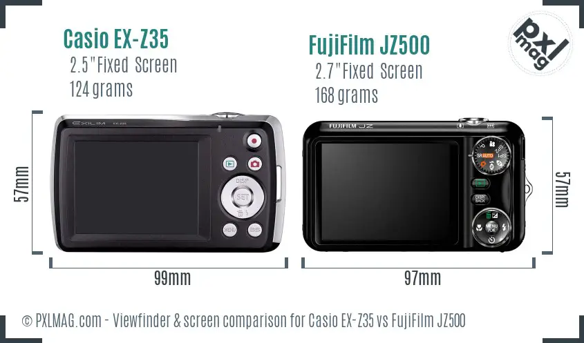 Casio EX-Z35 vs FujiFilm JZ500 Screen and Viewfinder comparison Casio EX-Z35 vs FujiFilm JZ500 Screen and Viewfinder comparison