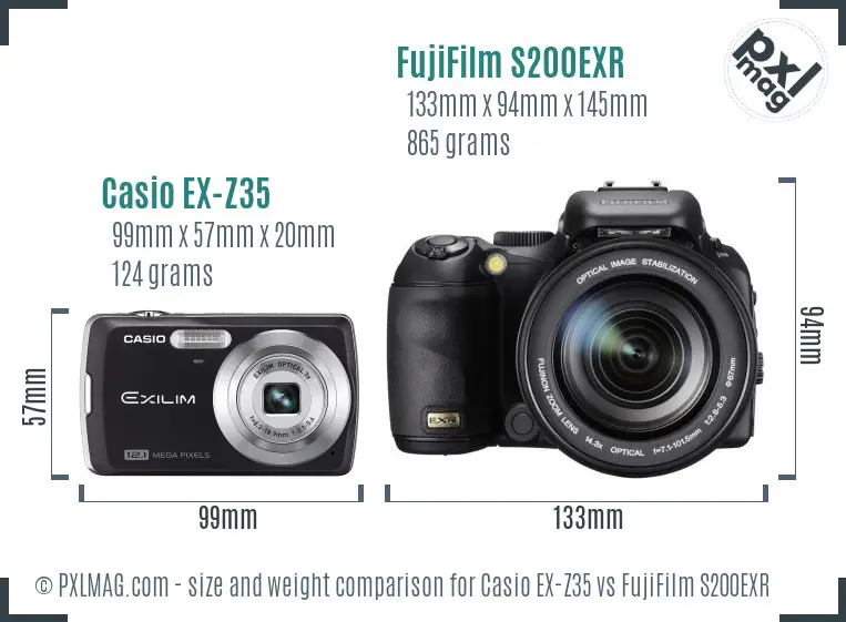 Casio EX-Z35 vs FujiFilm S200EXR size comparison