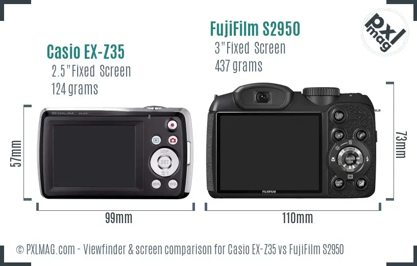 Casio EX-Z35 vs FujiFilm S2950 Screen and Viewfinder comparison