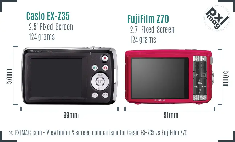 Casio EX-Z35 vs FujiFilm Z70 Screen and Viewfinder comparison