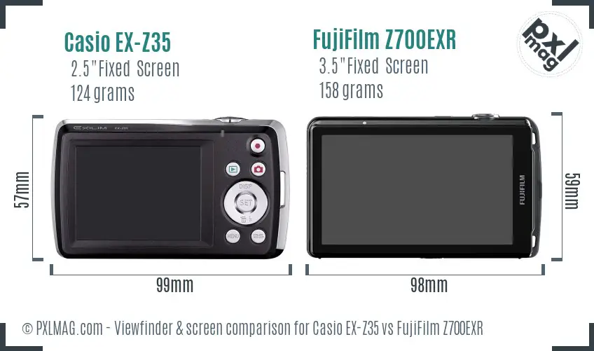 Casio EX-Z35 vs FujiFilm Z700EXR Screen and Viewfinder comparison