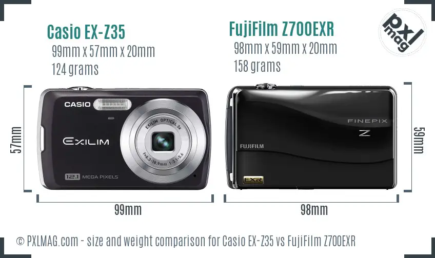 Casio EX-Z35 vs FujiFilm Z700EXR size comparison