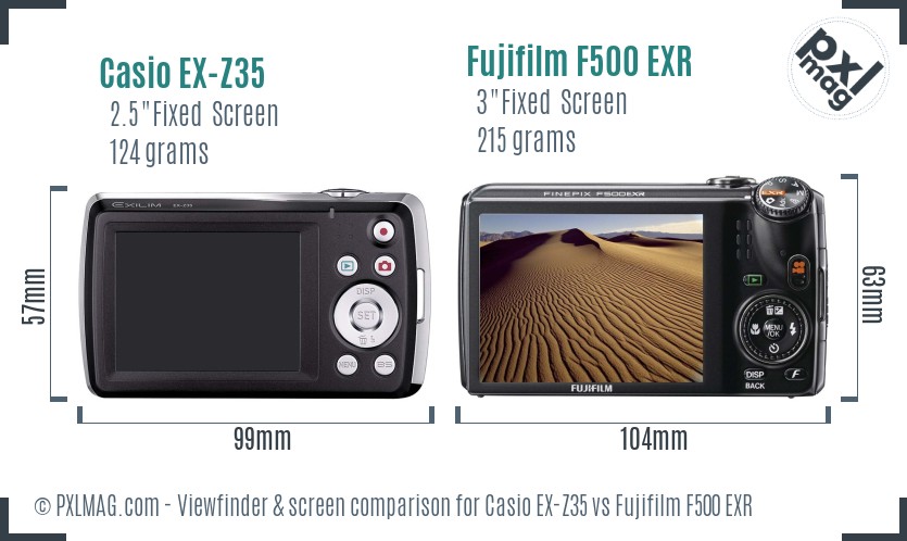Casio EX-Z35 vs Fujifilm F500 EXR Screen and Viewfinder comparison